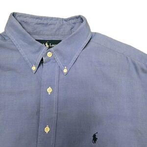 RALPH LAUREN Mens Sz 17 32/33 Classic Fit Button Down Blue Pony Logo KCCC Logo